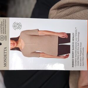 XXL- Mondetta Ribbed Short sleeve Henley 1/4 down button Tencel Tshirt